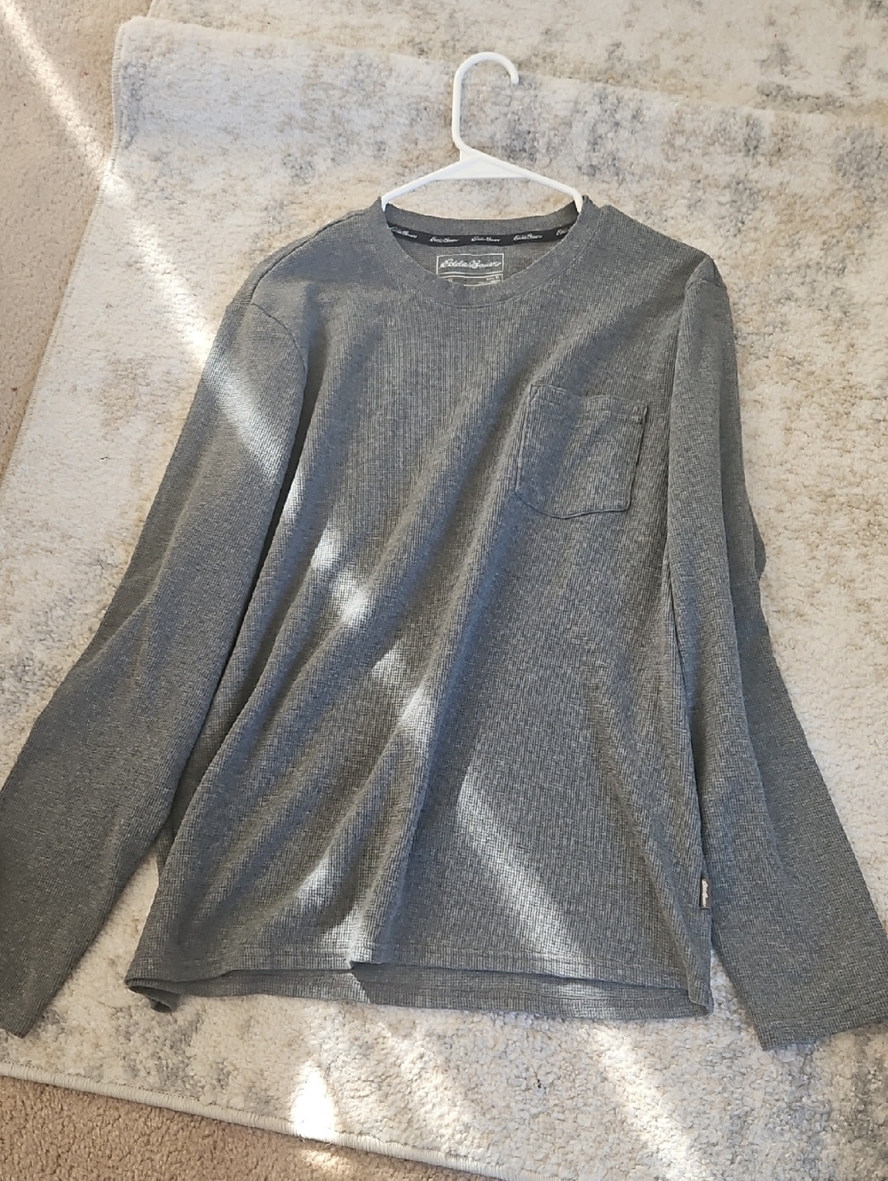 Eddie Bauer Men's Crewneck Waffle Knit Long-Sleeve Sweater - Gray XL